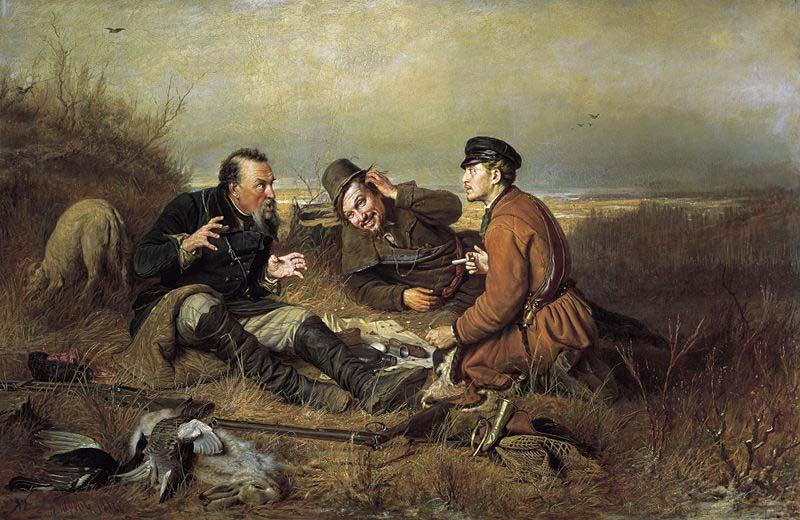 Vasily Perov The Hunters at Rest oil painting picture